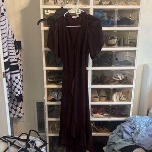 Chelsea28 Deep Burgundy Long Sleeve Dress